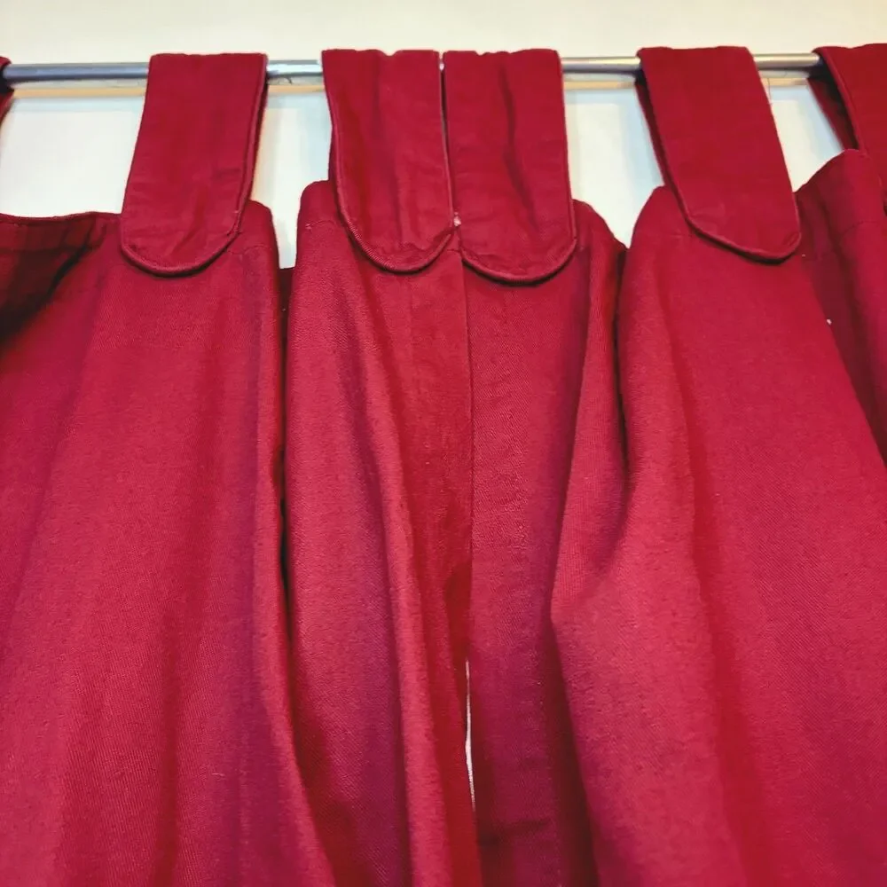 Tab Top 100% Cotton Curtain Panels 40”x84” Set Of 2 Springs Global Red/Maroon